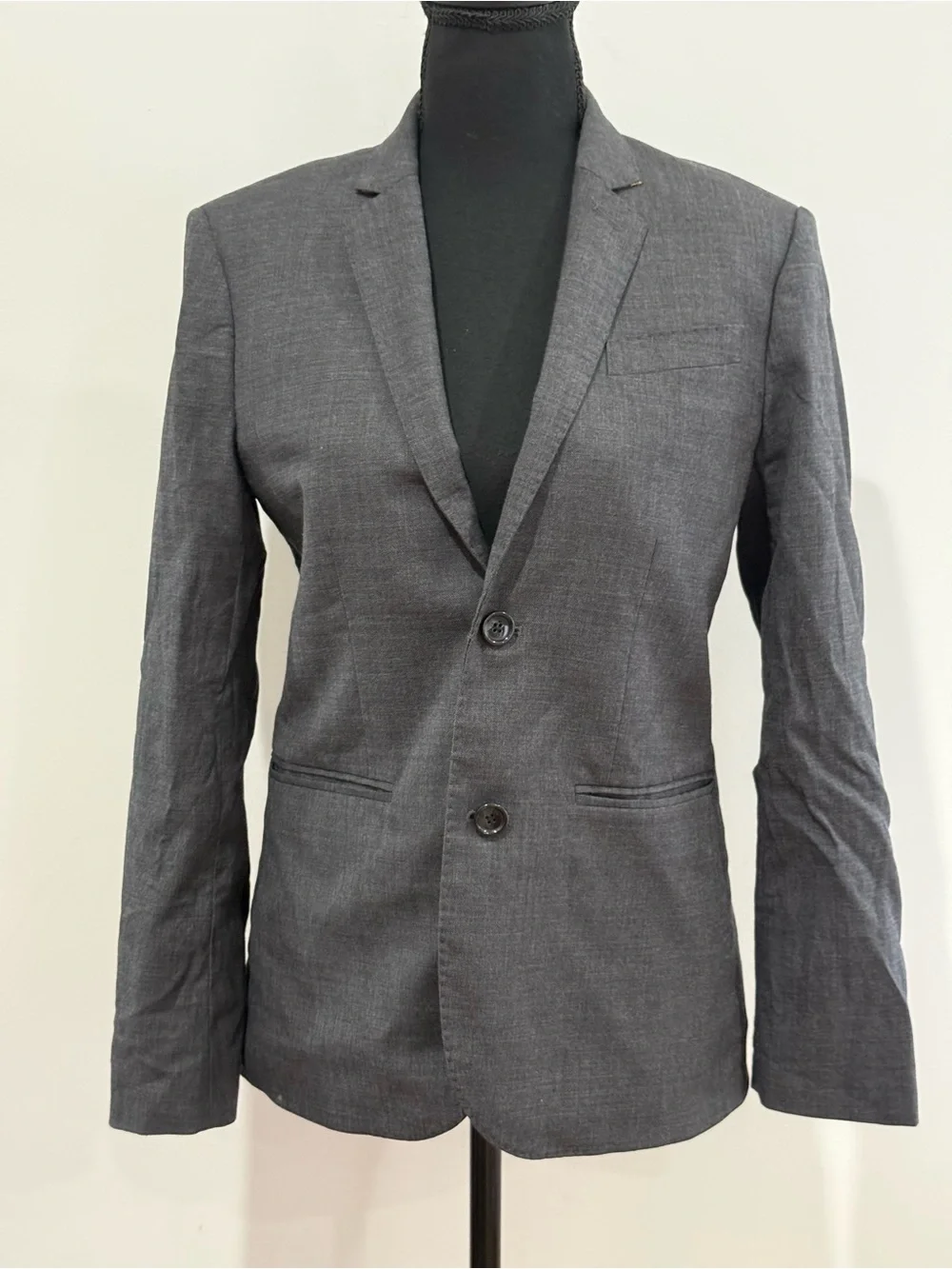 Crew cuts 14 Loudlow Tollegno 1900 Wool Charcoal Grey Two-Button Blazer 535